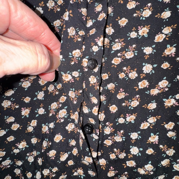 Natural Life Rebecca Midi Dress Black Cream Rose Floral Pockets Boho Sz Large - Picture 11 of 15